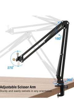 FIFINE FIFINE Microphone Arm Boom, Adjustable Suspension Boom with Heavy Duty Clamp, Scissor Mic Stand for Recording, Gaming, K688 K658 - CS1  - Image 2