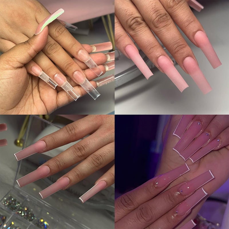 HWHUNO XL Tapered Square Nail Tips No C Curve,500Pcs Clear Medium Half Cover Long Coffin Acrylic Nails Tips Preshaped for Professional Manicure Salon and Home DIY - Image 4