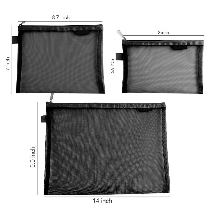 Topfinder Clear Cosmetic Bags Zip Makeup Mesh Bags Pencil Case Pouch Travel Toiletry Kit Set Storage Case (Black) - Image 5
