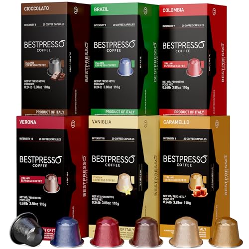 Bestpresso Coffee for Nespresso Original Machine 120 Aluminum pods Certified Genuine Espresso Variety Pack mix Flavored and Dark roast Pods Compatible with Nespresso Original - Image 1