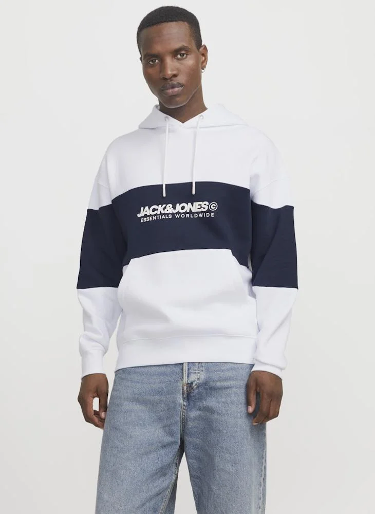 JACK & JONES Graphic Print Pocket Detait Pull Over Hoodie