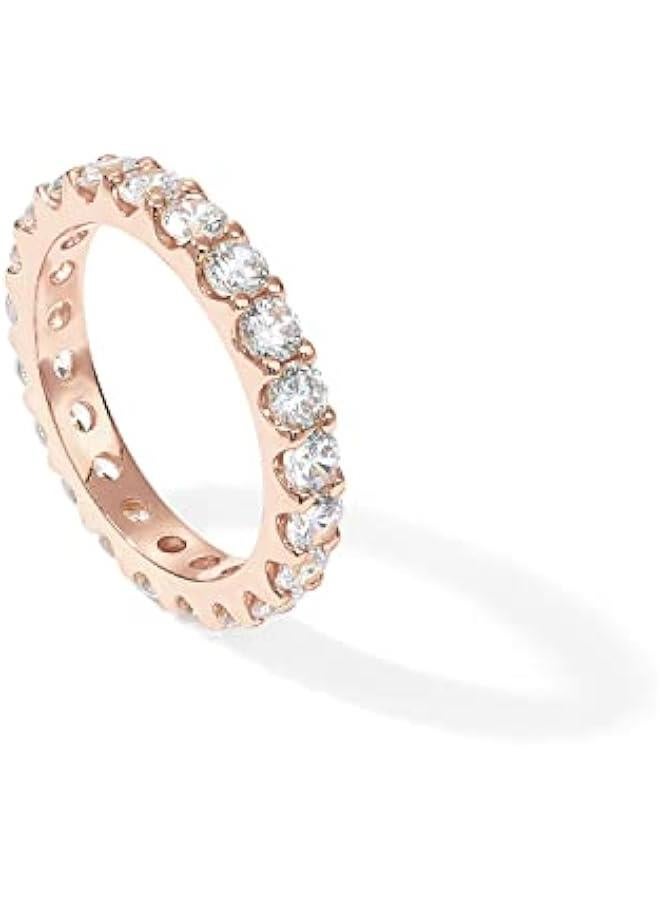 PAVOI 14K Gold Plated Cubic Zirconia Stackable Eternity Ring - 3.0mm Gold Wedding Ring for Women - Fake Promise Band Stacking Jewelry - Image 1