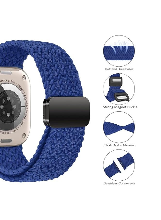 Generic - Sport Solo Loop For Apple Watch Band Ultra 49mm 46mm 45mm 44mm 42mm for Women Men,Adjustable Magnetic Stretchy Nylon Braided Wristband for iWatch Ultra 2 SE Series 10 9 8 7 6 5 4 3 2 1 - Image 1