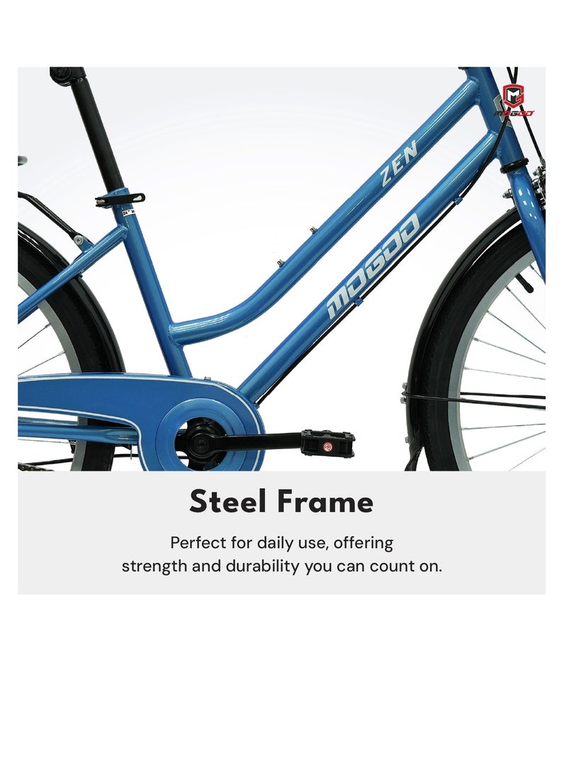 MOGOO Zen 26-Inch City Bike | 26-Inch Wheel Size| Adjustable Seat | Purple Color - Image 3