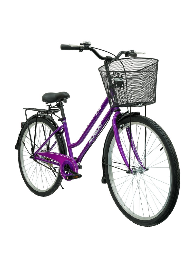 MOGOO Zen 26-Inch City Bike | 26-Inch Wheel Size| Adjustable Seat | Purple Color - Image 2