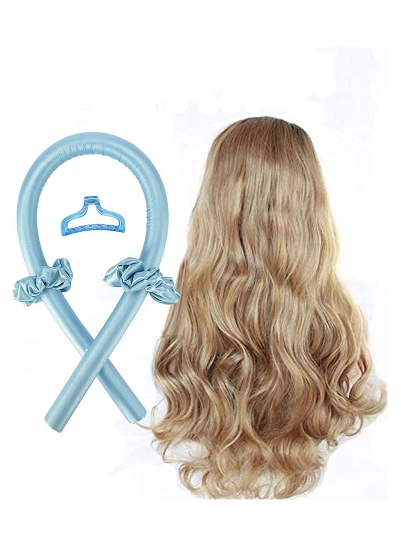 Kimaya Heatless Curling Rod Headband,Lazy Hair Curler,No Heat Silk Curlers,Soft Rubber Hair Rollers,Curling Ribbon and Rods for Natural Hair,Hair Waver Hair Curling Kit for Natural Waves (Blue) - Image 5