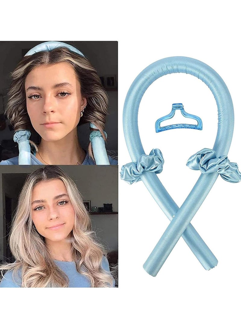 Kimaya Heatless Curling Rod Headband,Lazy Hair Curler,No Heat Silk Curlers,Soft Rubber Hair Rollers,Curling Ribbon and Rods for Natural Hair,Hair Waver Hair Curling Kit for Natural Waves (Blue) - Image 2