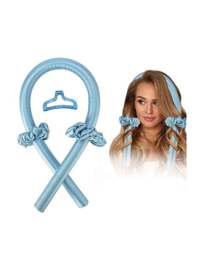 هير اسينشيالز مجموعة عصابات رأس مجعدة بدون حرارة للشعر الطويل، أزرق سماوي - Image 1