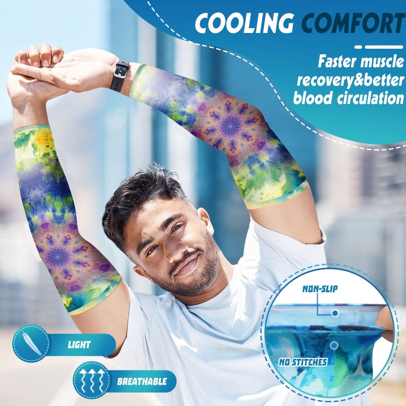 Tisancy 12 Pairs Women Farmers Sleeves UV Sun Protection Arm Sleeves for Cooling Cover Gardening Sports 21inch(Mandala Style) - Image 4