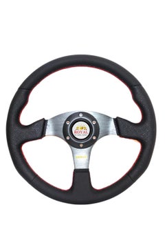 Royal ROYAL - Car Sports Steering Wheel Racing Type High Quality 13-inch 320mm Aluminum PU Round "O" Shape Styling Universal Drifting Deep Dish Racing Momo Steering Wheel (DYT-5316) (Black)  - Image 1