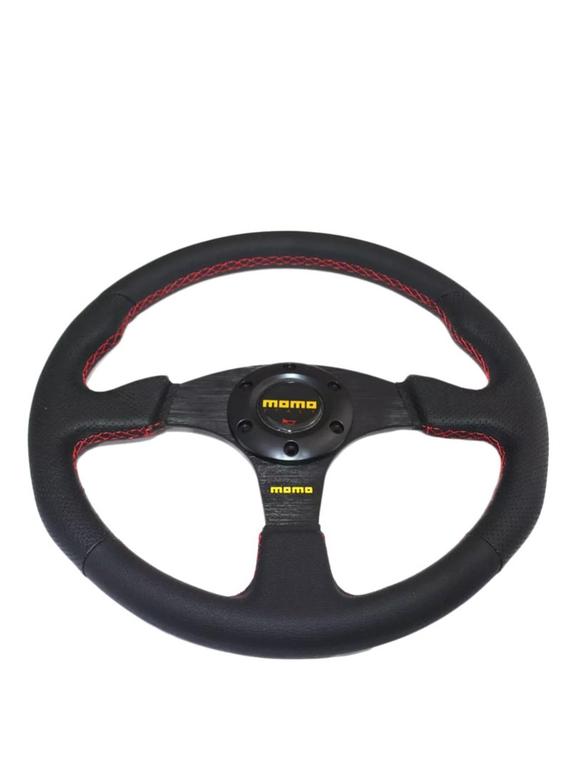 Royal - ROYAL - Car Sports Steering Wheel Racing Type High Quality 13-inch 320mm Aluminum PU Round "O" Shape Styling Universal Drifting Deep Dish Racing Momo Steering Wheel (DYT-5316) (Black) - Image 1