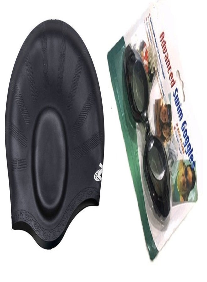 KAAS Complete Swimming Kit with Ear Protection Cap and Goggles(Black) - Image 1