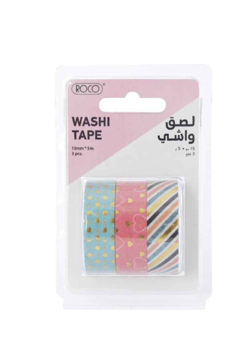 روكو شريط واشي 3 بكرات 15 مم × 5 ألوان متنوعة - Image 2