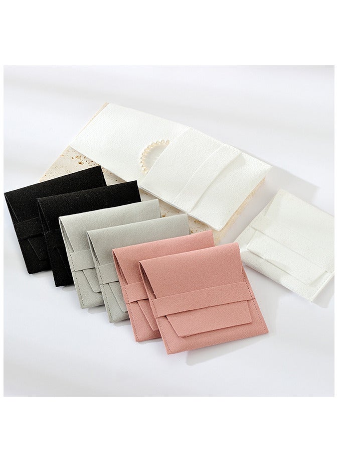 8 قطع حقيبة منظم مجوهرات من الألياف الدقيقة مع فواصل لحقيبة هدايا مقسمة حقيبة تخزين مجوهرات قلادة خاتم وقلادة قرط وسوار وسوار （أبيض ， وردي ， وردي ， رمادي ， أسود） - Image 1