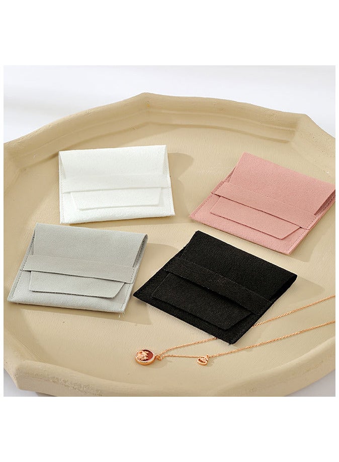 8 قطع حقيبة منظم مجوهرات من الألياف الدقيقة مع فواصل لحقيبة هدايا مقسمة حقيبة تخزين مجوهرات قلادة خاتم وقلادة قرط وسوار وسوار （أبيض ， وردي ， وردي ， رمادي ， أسود） - Image 5