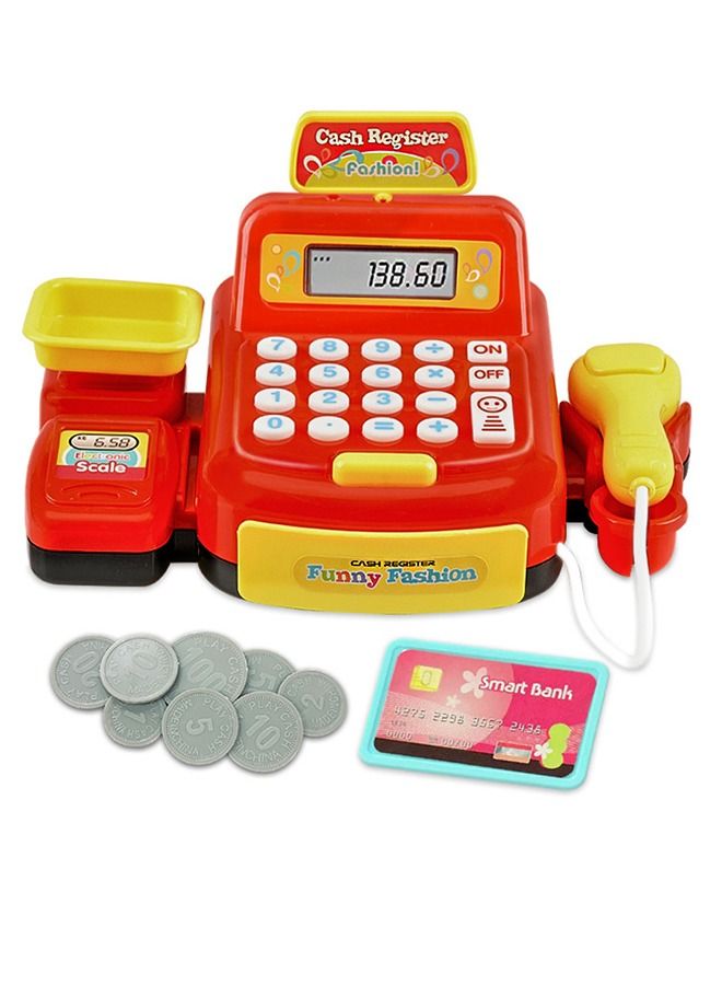 Toy Cash Register for Kids with Scanner Play Money Fake Credit Card Calculator cash register weighing table  screen display Supermarket Grocery Store Pretend Play Cashier Gift for Toddlers Boys Girls  - Image 1