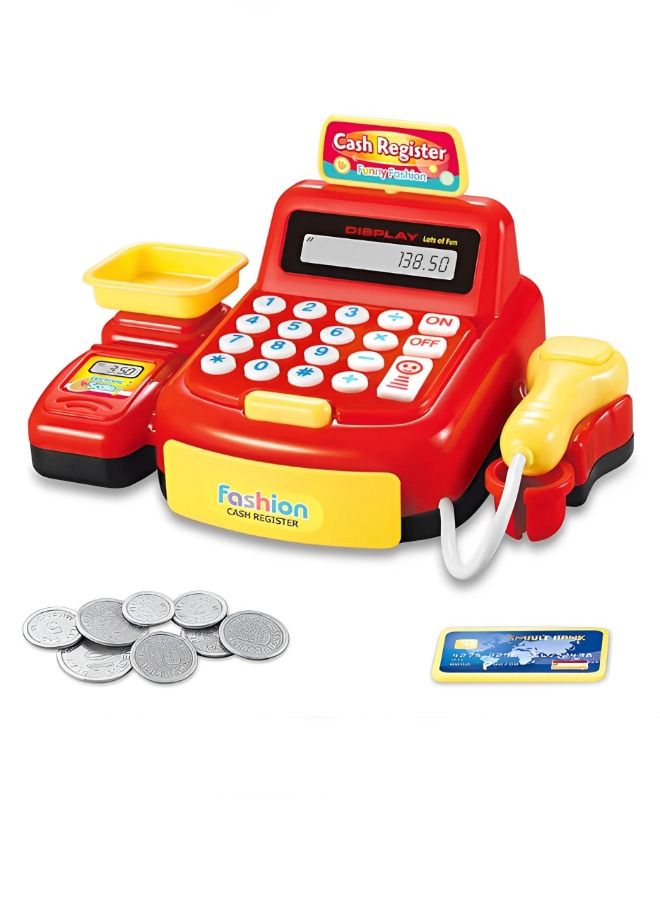 Toy Cash Register for Kids with Scanner Play Money Fake Credit Card Calculator cash register weighing table  screen display Supermarket Grocery Store Pretend Play Cashier Gift for Toddlers Boys Girls  - Image 2