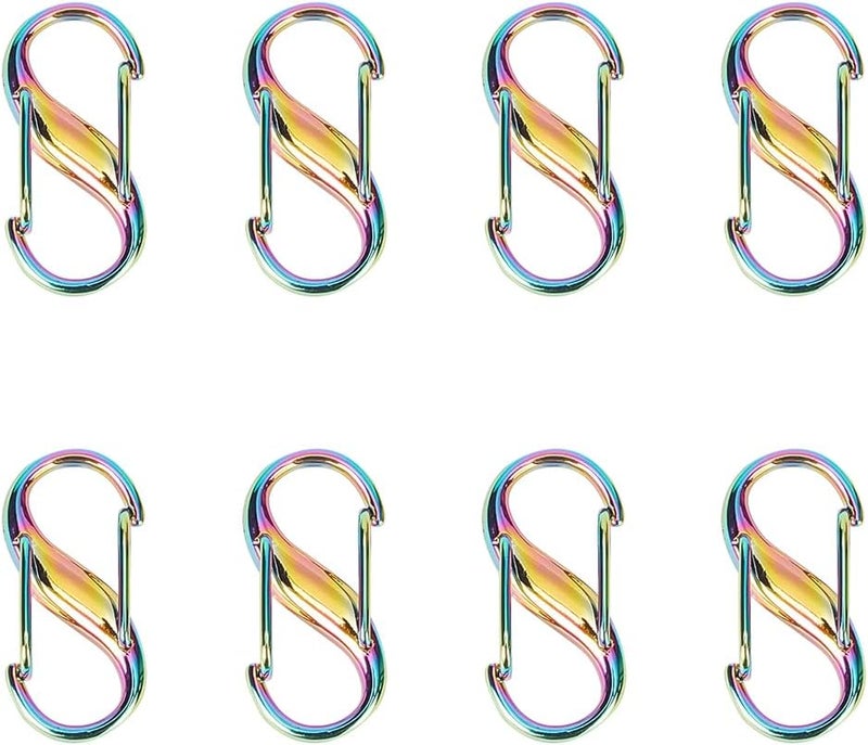 klarako 8pcs Adjustable Metal Buckles for Purse Chain Strap, Rainbow Double Gated Carabiner S-Hook Clasps Bag Chain Links Tiny Clip Crossbody Chain Strap Length Shorten Buckle Accessories, 27mm - Image 1