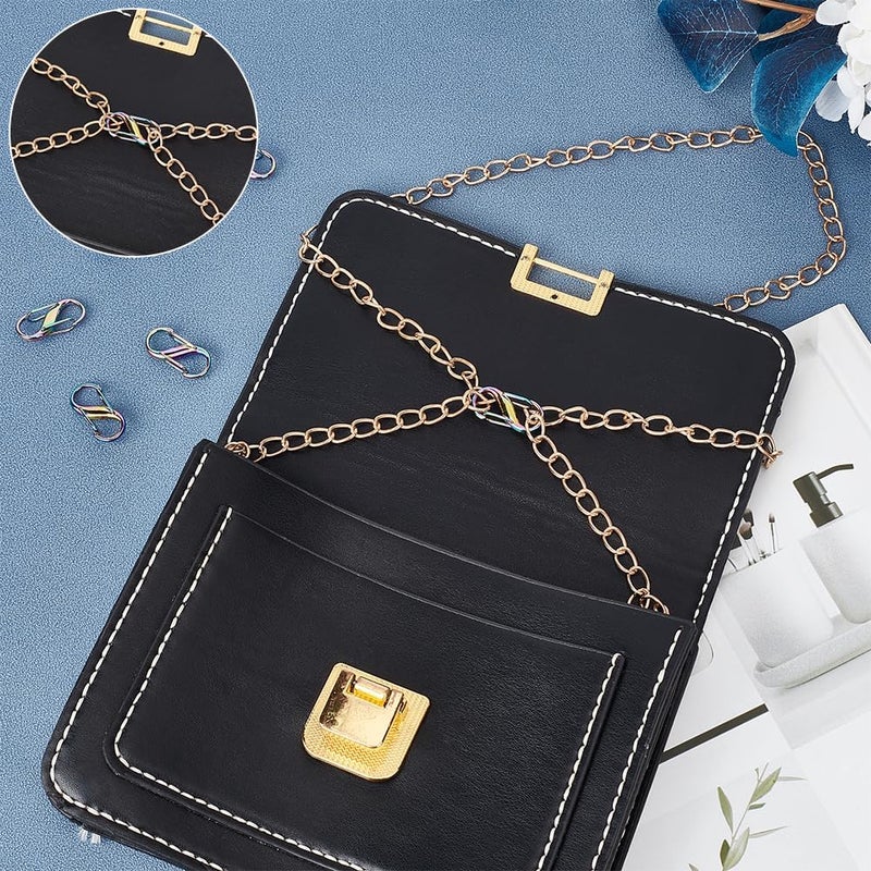 klarako 8pcs Adjustable Metal Buckles for Purse Chain Strap, Rainbow Double Gated Carabiner S-Hook Clasps Bag Chain Links Tiny Clip Crossbody Chain Strap Length Shorten Buckle Accessories, 27mm - Image 4