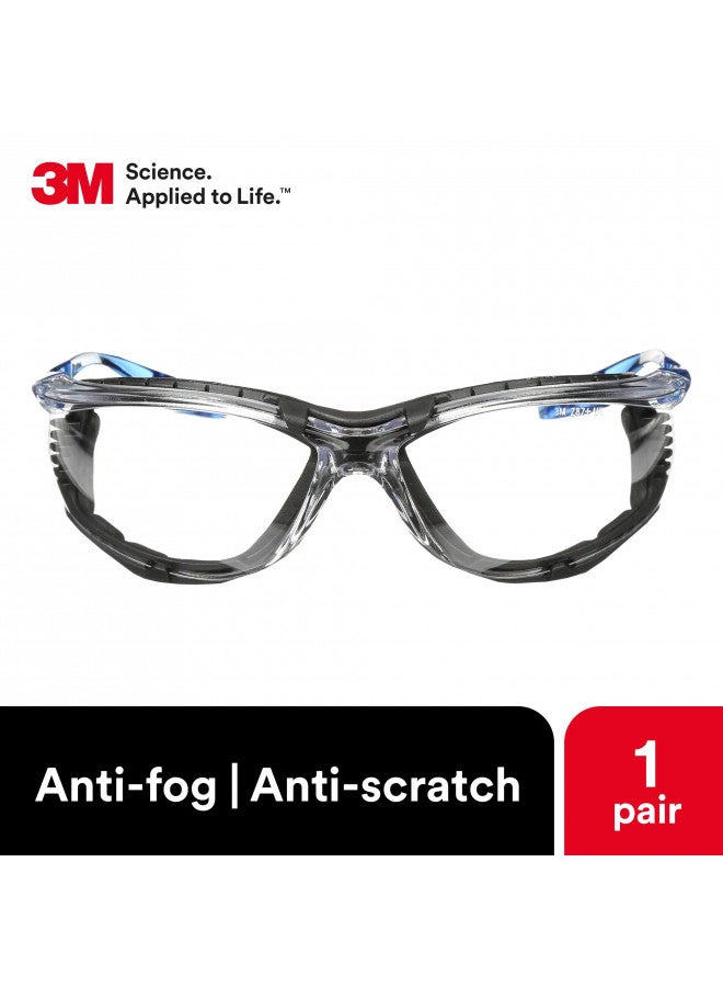 3M 3M Safety Glasses, Virtua CCS, ANSI Z87, Anti-Fog, Clear Lens, Blue Frame, Corded Ear Plug Control System, Removable Foam Gasket - Image 2
