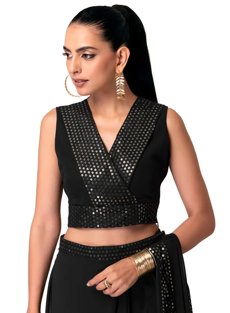 indya Indya X Ashish Soni Black Sequin Embroidered Blouse