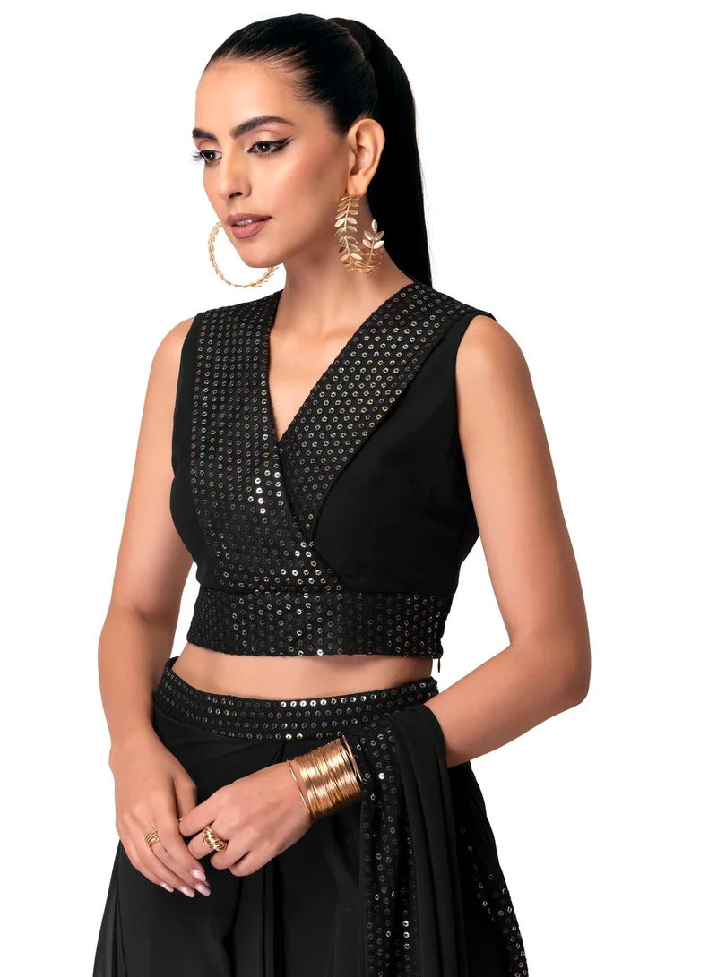 indya Indya X Ashish Soni Black Sequin Embroidered Blouse