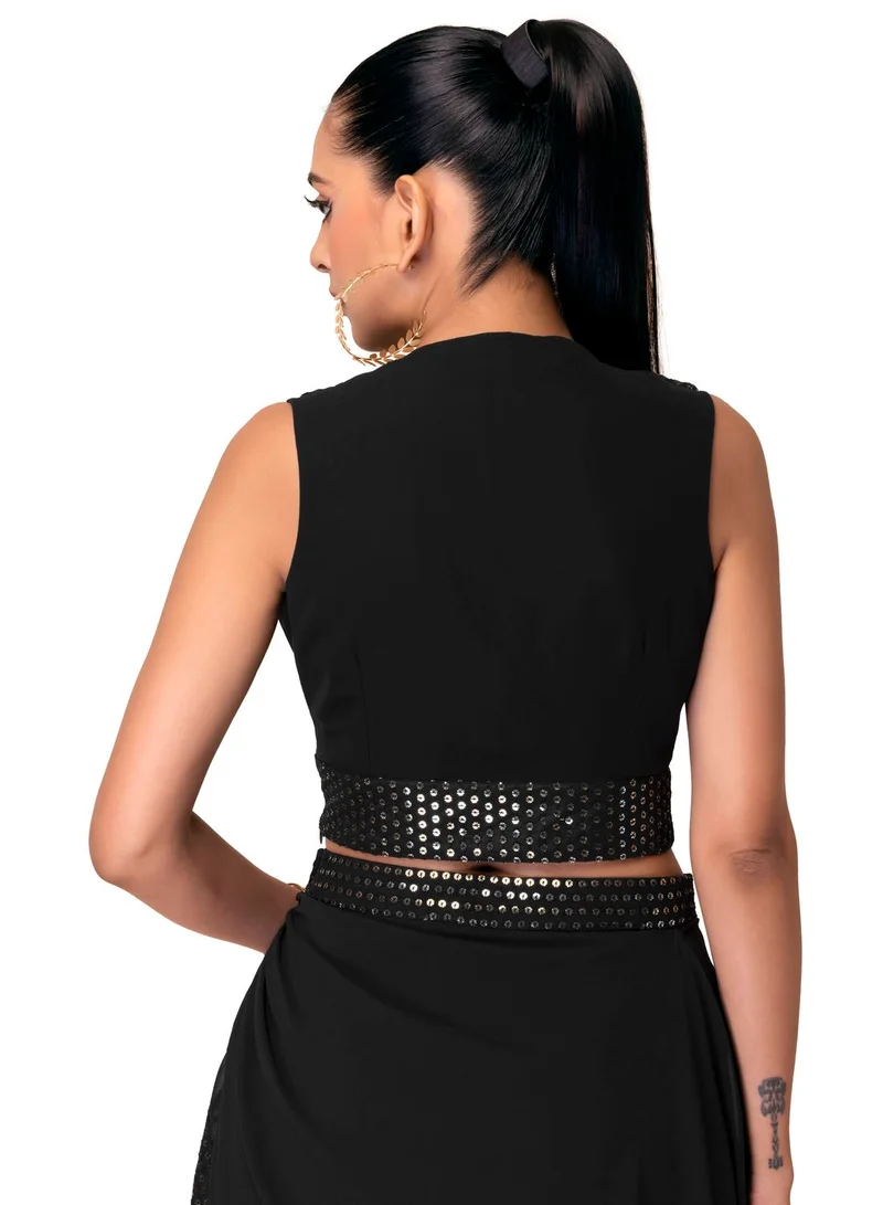 indya Indya X Ashish Soni Black Sequin Embroidered Blouse