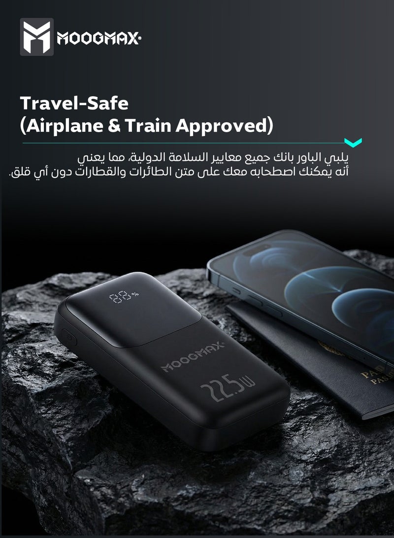 MOOGMAX 10000mAh Power bank, with a digital display screen, and 22.5W fast charging. powerbank distinguished by the smallest size in the world, and two built-in cables (Lightning u0026 Type-C), and two charging ports. - Image 5