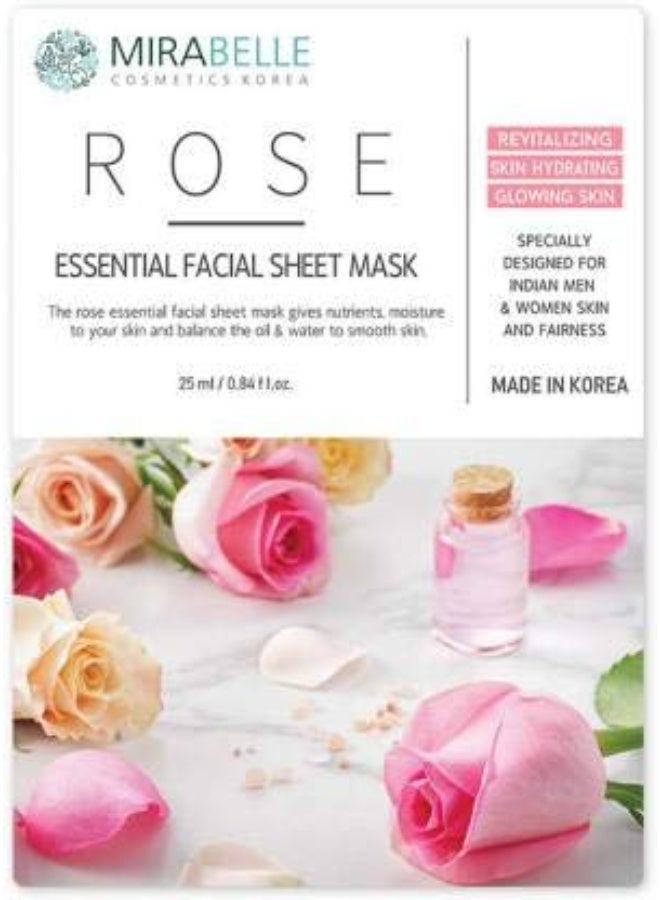 Mirabelle Rose Essential Facial Sheet Mask 25ml (Pack of 5) - Image 3