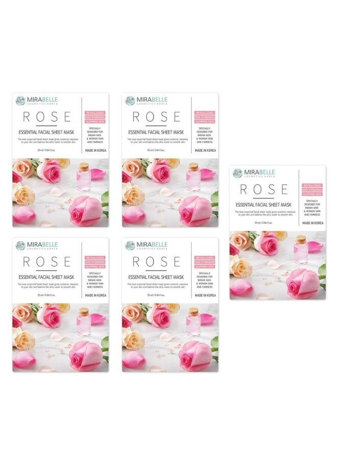 Mirabelle Rose Essential Facial Sheet Mask 25ml (Pack of 5) - Image 1