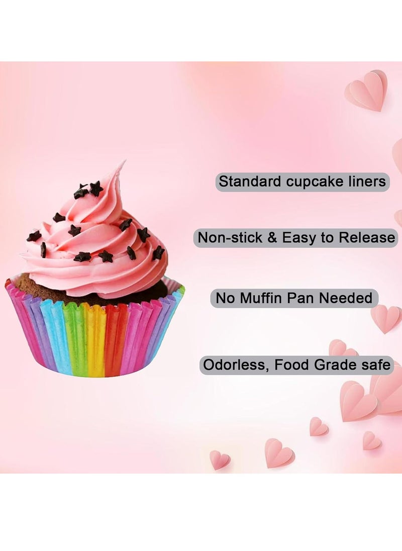 Oasisgalore 200Pcs Colorful Cupcake Baking Paper Cups Food Grade Standard Cupcake Liners  - Image 4