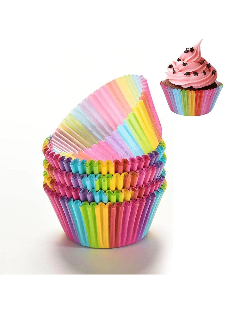 Oasisgalore 200Pcs Colorful Cupcake Baking Paper Cups Food Grade Standard Cupcake Liners  - Image 1