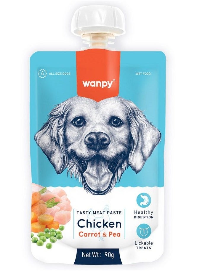 Wanpy Tasty Meat Paste Chicken with Carrot and Pea Dog Treat 90 g 