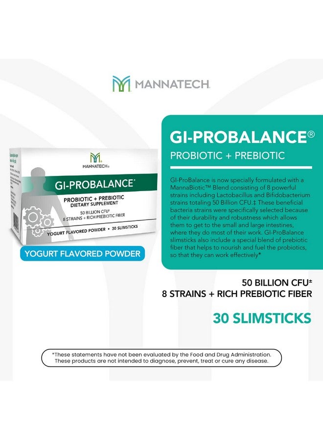 Mannatech Prebiotics and Probiotics, 30 Slimsticks, Yogurt Flavor, GI-ProBalance w/MannaBiotic Blend, Pre and Probiotics Powder for Gut Health, w/ 8 Strains, Rich Prebiotic Fiber & 50 Billion CFU - Image 3