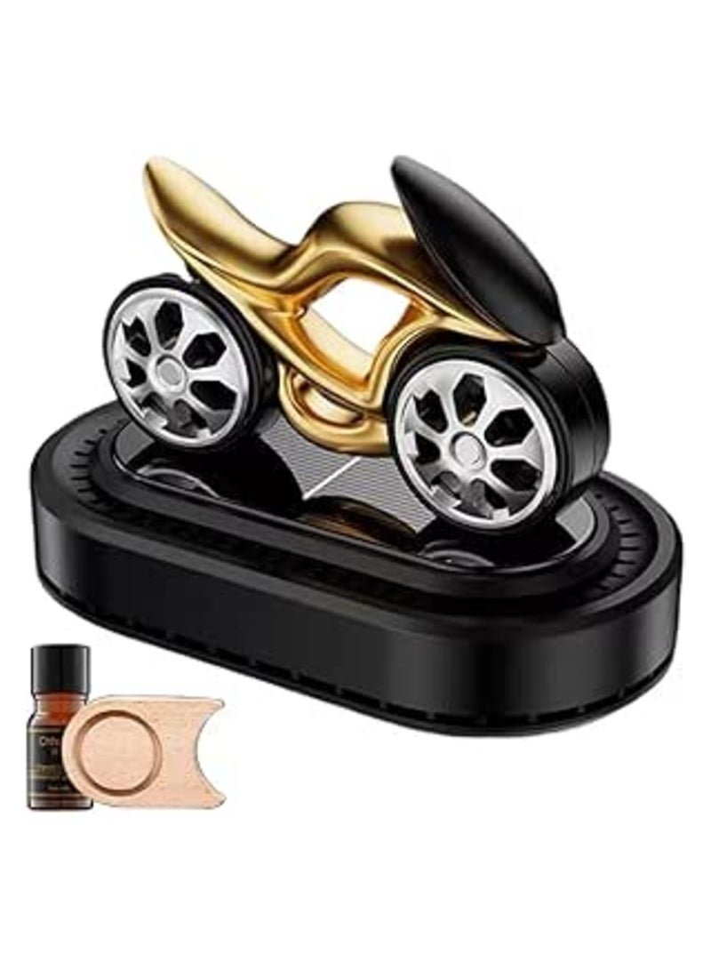 معطر هواء للسيارة على شكل دراجة نارية من MT Best Buy، تصميم بالطاقة الشمسية مع حامل للزيوت العطرية – ذهبي وأسود متعدد الألوان