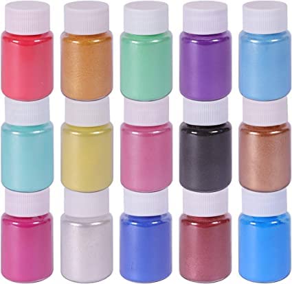KEDIA KediaMica Powder for Epoxy Resin 15 Colors Shimmery Pigment Powder Epoxy Resin Color Pigment Natural Resin Mica Pigment Powder for Bath Bombs Candle Slime10gm  - Image 1