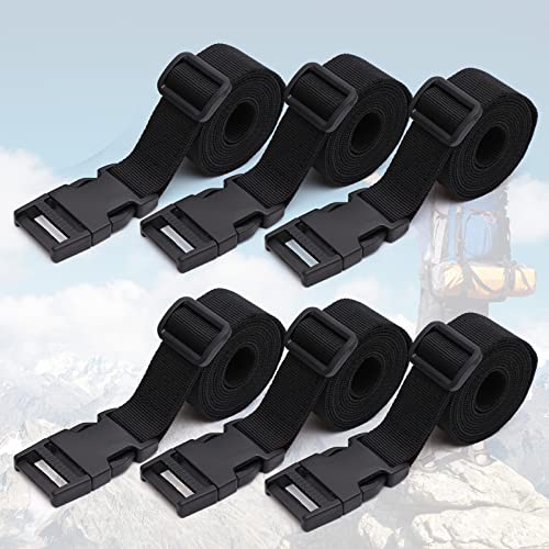 Ayifan 6 Pack Nylon Tie Down Straps 1" x 60" Lashing Straps with Quick Release Adjustable Buckles for Suitcases,Backpacking, Trail Camera,Sleeping Bag,Travel Belt Black - Image 1