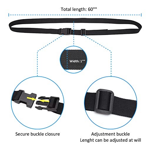 Ayifan 6 Pack Nylon Tie Down Straps 1" x 60" Lashing Straps with Quick Release Adjustable Buckles for Suitcases,Backpacking, Trail Camera,Sleeping Bag,Travel Belt Black - Image 2