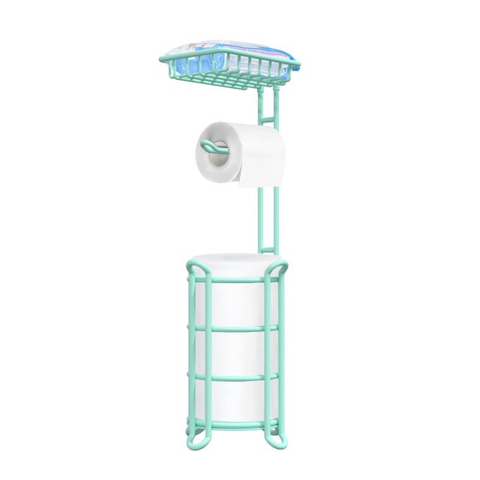 TOILET PAPER ROLL HOLDER STAND NAUTICAL BATHROOM TISSUE DISPENSER WITH SHELF FOR LARGER ROLLSMINT