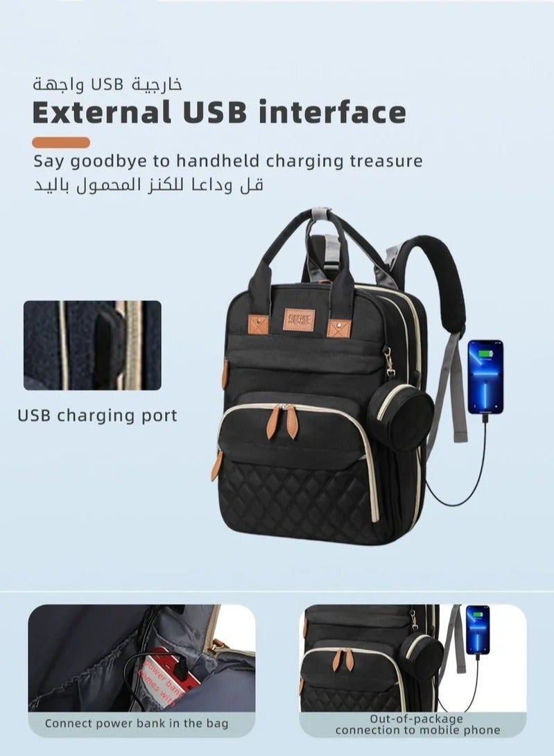 MIXDE Baby Diaper Bag Backpack, Multifunction Diapers Changing Station for Boys Girls Outdoor and Travel, Infant Shower Gifts, Large Capacity, 900d Oxford, USB Port  - Image 5