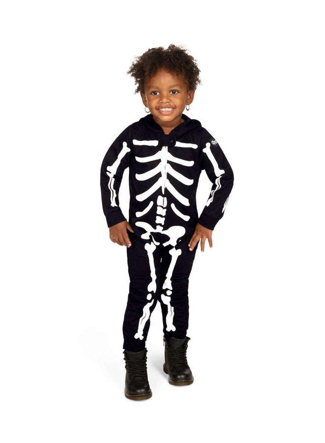 Tipsy Elves Kids Skeleton Halloween Costume Jumpsuit For Babies And Toddlers - Unisex Sizing - Spooky White Skeleton Halloween Costume For Boys And Girls Size 3T - Image 1