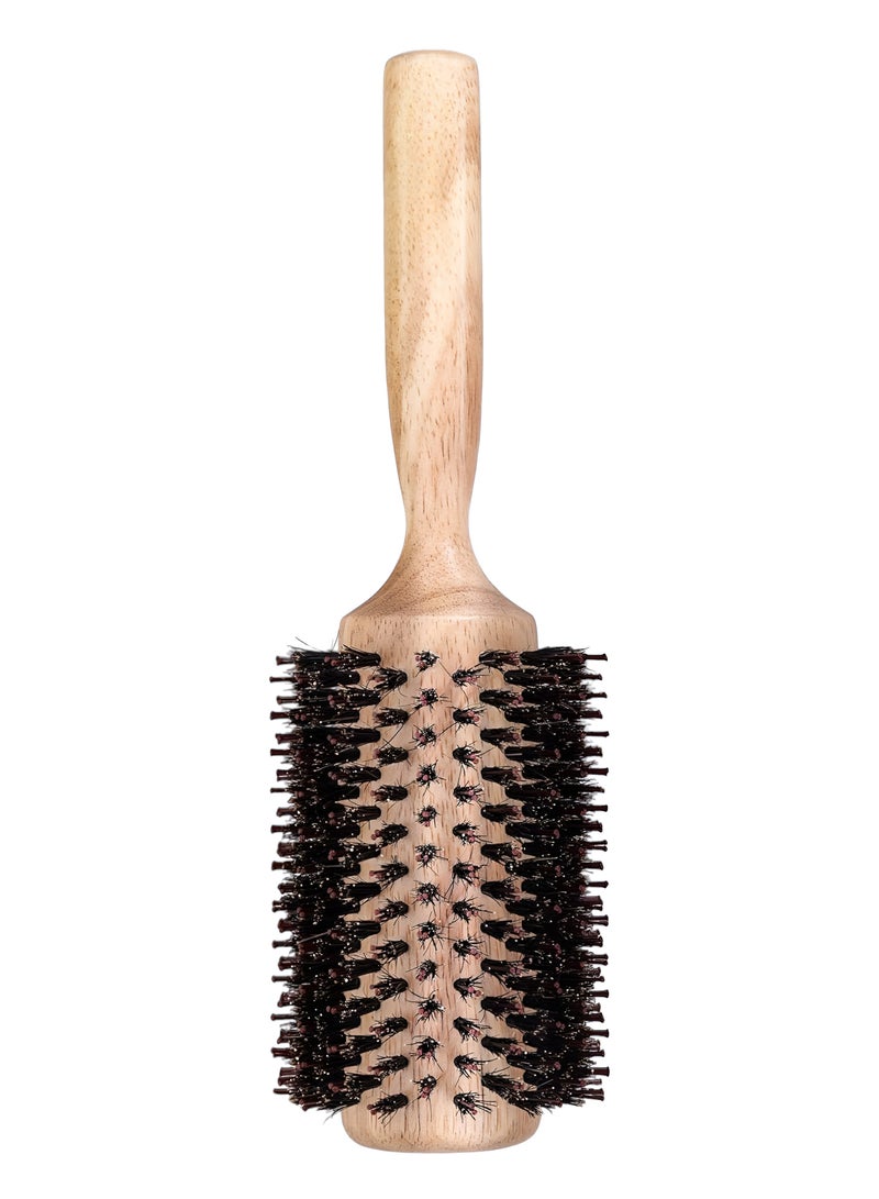 VENDIX Wooden Hair Brush, 23.1 cm  Round Handle, Professional Styling Brush for Volume and Precision, Blow Dry Roller Brush for Straightening and Curling, Anti Static Roller Hairbrush for Men Women - Image 1