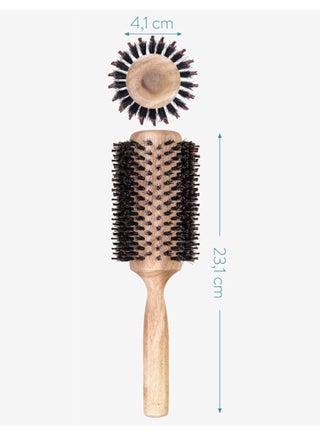 Wooden Hair Brush, 23.1 cm  Round Handle, Professional Styling Brush for Volume and Precision, Blow Dry Roller Brush for Straightening and Curling, Anti Static Roller Hairbrush for Men Women - view 2