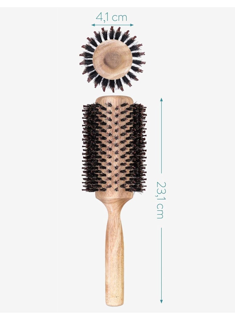 VENDIX Wooden Hair Brush, 23.1 cm  Round Handle, Professional Styling Brush for Volume and Precision, Blow Dry Roller Brush for Straightening and Curling, Anti Static Roller Hairbrush for Men Women - Image 2
