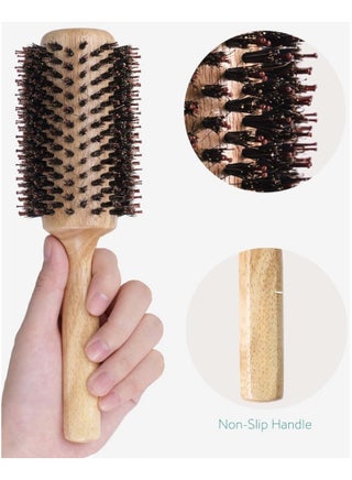 Wooden Hair Brush, 23.1 cm  Round Handle, Professional Styling Brush for Volume and Precision, Blow Dry Roller Brush for Straightening and Curling, Anti Static Roller Hairbrush for Men Women - view 4