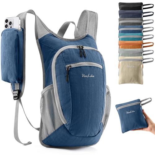 Uselike 10L Small Hiking Backpack Travel Daypack Lightweight Packable Back Pack for Women Men(Navy Blue) - Image 1