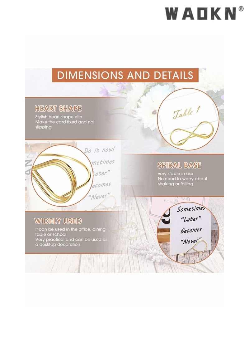 WAOKN - 10 Pieces Bow Shape Table Number Holder Stands Place Card Holder,Business Card Folder, Desktop Message Folder, Metal Table Number  Place Card Holders for Wedding Party Number Paper Menu(Gold) - Image 1