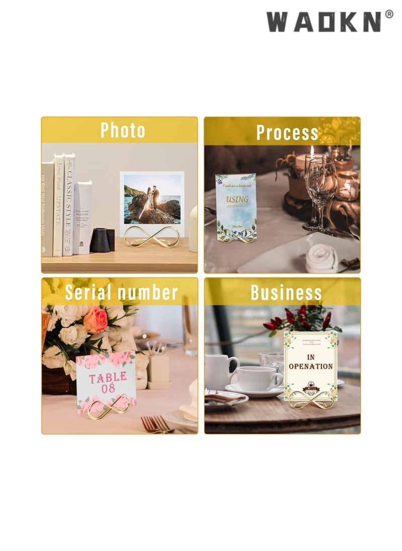 WAOKN - 10 Pieces Bow Shape Table Number Holder Stands Place Card Holder,Business Card Folder, Desktop Message Folder, Metal Table Number  Place Card Holders for Wedding Party Number Paper Menu(Gold) - Image 1