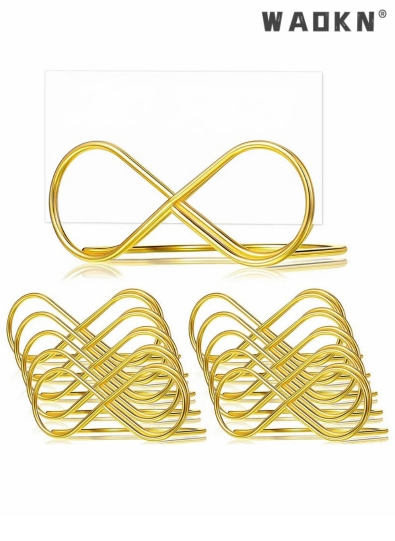 WAOKN - 10 Pieces Bow Shape Table Number Holder Stands Place Card Holder,Business Card Folder, Desktop Message Folder, Metal Table Number  Place Card Holders for Wedding Party Number Paper Menu(Gold) - Image 1