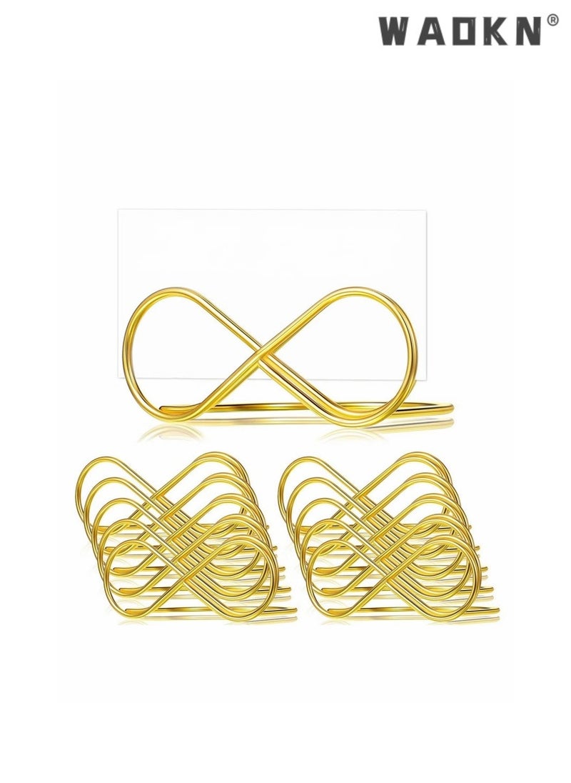 WAOKN - 10 Pieces Bow Shape Table Number Holder Stands Place Card Holder,Business Card Folder, Desktop Message Folder, Metal Table Number  Place Card Holders for Wedding Party Number Paper Menu(Gold) - Image 1
